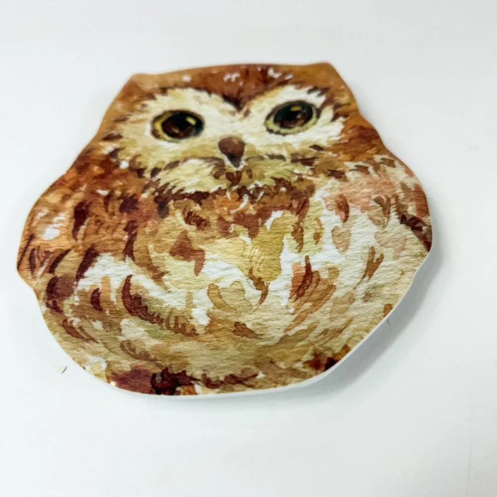 Pier 1 Natural Owl Shaped Melamine 9'' Serving Plate Platter dish